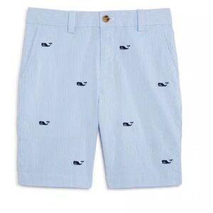 Vineyard Vines Boys' Embroidered Whale Seersucker Shorts